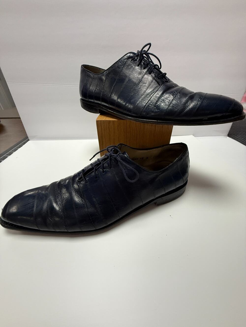 Belvedere Florence Navy Blue Leather Lace Up Dress Shoes Italy Mens 13